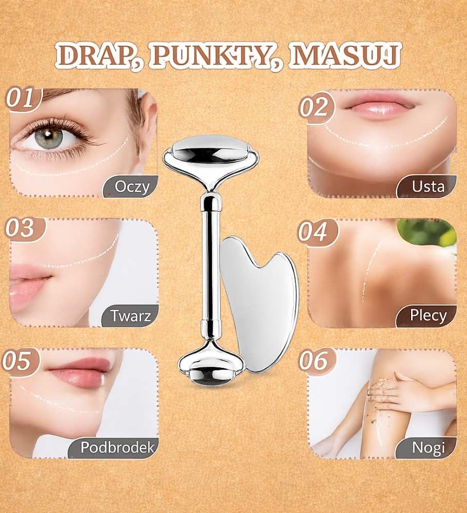 Stainless Steel Gua Sha & Jade Roller