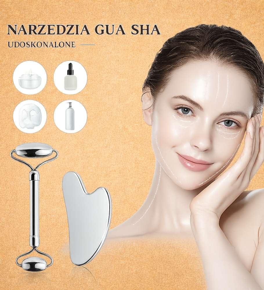 Stainless Steel Gua Sha & Jade Roller